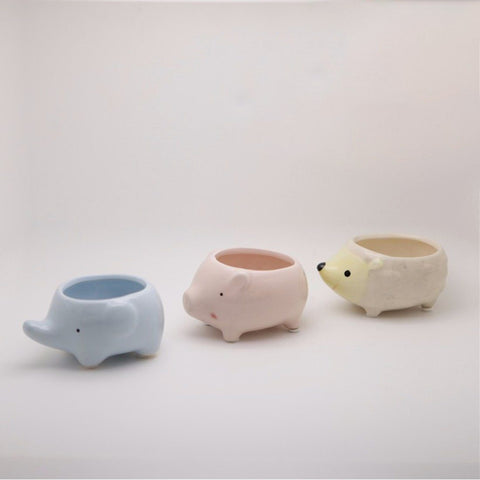 LightningStore Cute Elephant Pig Hedgehog Succulent Plants Pot Microlandschaft Personalized Office House Balcony Landscape Pot Creative Decorative Flower Pots + Mini-Figure Set