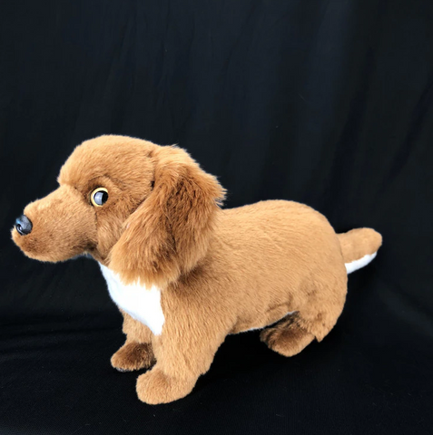 LightningStore Adorable Cute Light Brown Dachshund Long Body Sausage Puppy Baby Dog Doll Realistic Looking Stuffed Animal Plush Toys Plushie Children's Gifts Animals