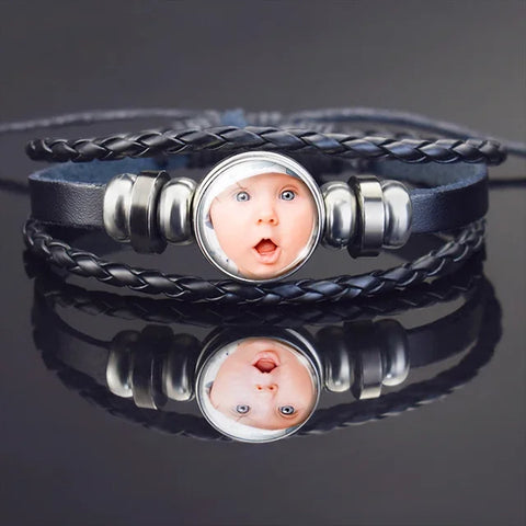 Custom Photo Leather Bracelet - Personalized Photo Engraved Bracelet for Women - Gift for Her Wife Girlfriend - Birthday Anniversary
