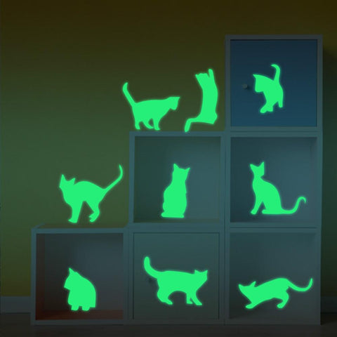 9 Glow In The Dark Cat Stickers