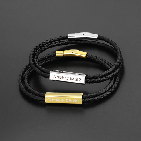 Personalized Engraved Bracelet - Custom Gifts Engraving Birthday Valentine Jewelry Gift for Boyfriend Girlfriend Son Husband Wife Dad Mom Father Mother Gift Male Female