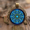 Tibetan Buddhist Mandala Necklace - Blue Pendant - Sacred geometry Jewelry - Spiritual gift