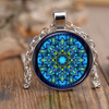 Tibetan Buddhist Mandala Necklace - Blue Pendant - Sacred geometry Jewelry - Spiritual gift
