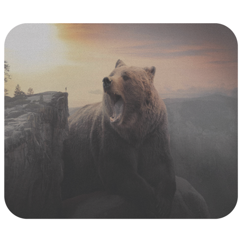 Grizzly Bear Mountain Mouse Pad - Wildlife Animal Nature Sunset Mouse Mat - Home Office Decor - Desk Accessories - Computer Accessory