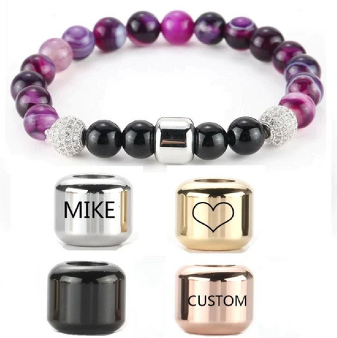 Engraved Beads - Personalized Beads - Custom Spacer Beads - Stainless Steel Metal - Edelstahlperlen Silber Gravur - Jewelry Bracelet Making