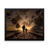 Father Son Railroad Track Framed Photo Poster Wall Art Decoration Decor For Bedroom Living Room