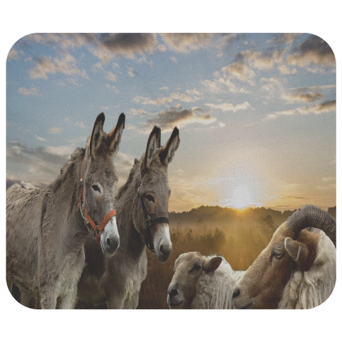 Donkey Sheep Mouse Pad - Classcal Farm Sunrise Mouse Mat