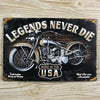 Home - LightningStore Vintage Metal Legends Never Die Motorcycle Sign Board - Excellent For Decorating Your Home Cafe Or Shop - Home Decor Suppliers