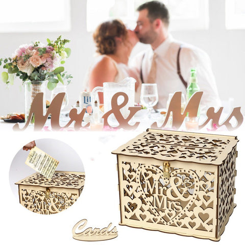 Wedding Card Box With Slot Lock Wedding Money Box Rustic Card Box Lockable Card Box Wedding Bank Wedding card box Wedding card