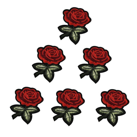 Set of 6 Rose Patch Flower Patch Iron On Patch Embroidered Patch Patch for Jacket DIY Embroidery Applique Badge Clothes Fabric Patch