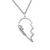Personalized Couples Name Necklace 2 Heart Joining- Anniversary Wedding Gift - Present For Wife Girlfriend - Friendship Love Necklace