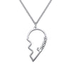 Personalized Couples Name Necklace 2 Heart Joining- Anniversary Wedding Gift - Present For Wife Girlfriend - Friendship Love Necklace