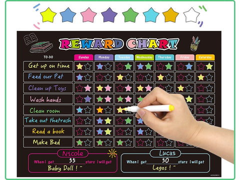 Chore Chart for Kids Reusable, Reward Chart, Girls Chore Chart, Boys Chore Chart, Dry Erase Board, Magnetic Blackboard