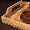 Large Handwoven Rectangular Rattan Breakfast Tray | Rattan Storage Tray | Wedding Gift | Breakfast Table | Bowl Tray | Straw Serving Tray
