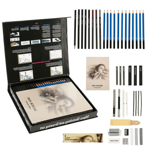 Professional Drawing Pencil Kit| Sketch Pencil Set| Drawing Artist Tools | Pencil Sketching Tools | Stationery Gift Bundle | Graphite Pastel