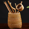 Handwoven Round Rattan Storage Cup | Rattan Storage Cup | Pen Holder | Kitchen Utensil Holder | Dining Table Decor | Handmade Desk Organizer