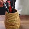 Handwoven Round Rattan Storage Cup | Rattan Storage Cup | Pen Holder | Kitchen Utensil Holder | Dining Table Decor | Handmade Desk Organizer