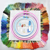 Full Set of Embroidery Thread Skeins - 50 Pieces - Various Colours - Pen Needle Plastic Hoop Set Kit Thread Punch Stitching Knitting
