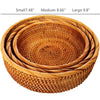 3 Pieces Handwoven Round Rattan Fruit Bowl | Rattan Storage Bowl | Wedding Gift | Breakfast Table Wicker Bowl | Serving Bowl | Dining Table