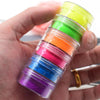 6 Neon Eyeshadow Pigments - Red Orange Yellow Green Blue Purple Bundle - Colorful Vivid and Vibrant Colors Rainbow Rave Festival Party