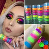 6 Neon Eyeshadow Pigments - Red Orange Yellow Green Blue Purple Bundle - Colorful Vivid and Vibrant Colors Rainbow Rave Festival Party