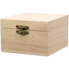 Unfinished Wood Box - Hinged with Clasp No Feet - Carving Box - Square Shaped - Woodworking Supplies - Unfinished Watch Box Jewelry Case