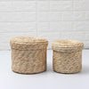 3 Pieces Handwoven Round Rattan Storage Cup | Pen Pencil Kitchen Utensil Holder | Dining Table Decor | Handmade Desk Organizer | Flower Pot