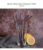 Set of 4 Stainless Steel Metal Straws Reusable Drinking Straw 8.4 Inch For Tumblers Cold Beverage - Gold Silver Rainbow Color Bent Straight