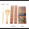 Bamboo Sushi Making Roll Kit - Japanese Style Wooden Spoon Chopsticks Knife Blade Utensils Rolling Mat - Cooking Tools Kitchen DIY Natural