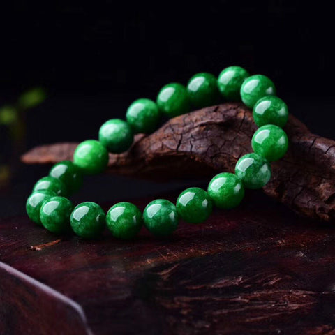 Jade Bracelet, Green Jade Beaded Gemstone Bracelet, Healing Bracelet, Stretch Natural Stone Bracelet, Gift For Her, Girlfriend Wife Mom