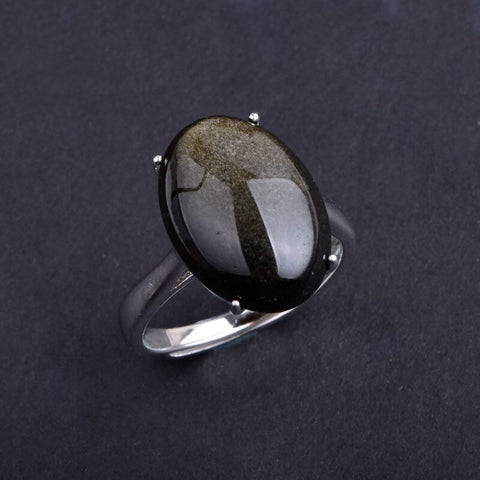 Black Obsidian Silver Ring - Protection Ring - Gemstone Jewelry - Gemstone Ring - Unisex Ring - Protection Stone Ring - Birthstone Ring