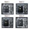 Custom Personalized Flask - Black Groomsmen Flask Set, Wood Engraved Monogrammed Leather Hip Flask, Wedding, Engraved Dad Best Man Gift