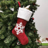 Red Christmas Stocking, Christmas Gift Embroidered Family Stocking, Holiday Knit Stocking Embroidered, Knit Needlepoint Snowflake Tree