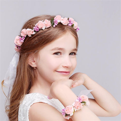 Flower crown, White Flower Girl Crown, Flower Headband, Flower Crown Wedding, Flower Wreath for Hair, Bridesmaid Flower Crown Kids Children