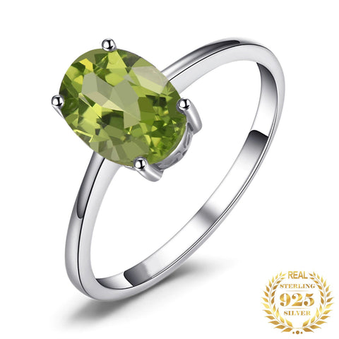 Peridot Ring, Silver August Birthstone Ring, Peridot Jewelry, Gem Stone Ring, Gemstone Ring, Dainty Ring, Green Stone Ring, Oval Cut Ring