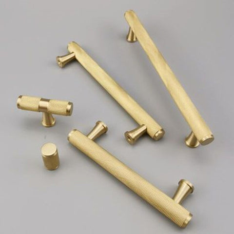 Knurled Kitchen Handles Brass| Gold Door Handles | Knurled Wardrobe Handles | Knurling Door Handles | Cabinet Desk Wardrobe Cupboard