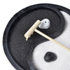 Zen Garden - Meditation Tabletop Desktop Zen Sand Garden for Office Home, Yin Yang Zen Garden Kit - Black/White - Rake, Sand, Rock