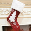 Red Christmas Stocking, Christmas Gift Embroidered Family Stocking, Holiday Knit Stocking Embroidered, Knit Needlepoint Snowflake Tree