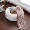 Plush Pet Cat Dog Bed Fluffy Round Soft Warm Winter Calming Bed Cozy Warm Plush Sleeping Kennel Donut Nest Puppy Kitten Bed Christmas