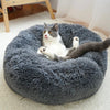 Plush Pet Cat Dog Bed Fluffy Round Soft Warm Winter Calming Bed Cozy Warm Plush Sleeping Kennel Donut Nest Puppy Kitten Bed Christmas