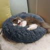 Plush Pet Cat Dog Bed Fluffy Round Soft Warm Winter Calming Bed Cozy Warm Plush Sleeping Kennel Donut Nest Puppy Kitten Bed Christmas