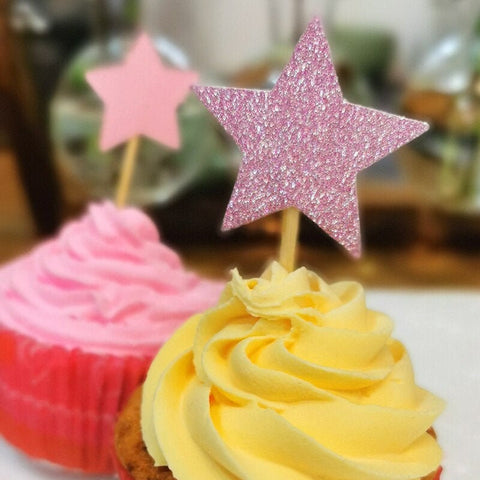 10 Star Cupcake Toppers - Glitter - First Birthday Decor Party Decor Birthday Party Bachelorette Party Engagement Party Decor Decoration