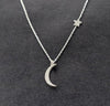 Crescent Moon Necklace - Star Necklace Gold Silver Dainty Moon Pendant - Delicate Necklace - Dainty Necklace - Gift for Her - Celestial