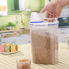 Plastic Cereal Storage Box Kitchen Food Grain Rice Container Organizer Dispenser Grain Storage Cans 2L Jar Jug Bottle With Measuring Cup