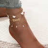 Set of 3 Anklets - White Buttery Name Anklet - Initial Anklet - Custom Anklet - Personalized Anklet - Custom Name - Girfriend Wife Gift