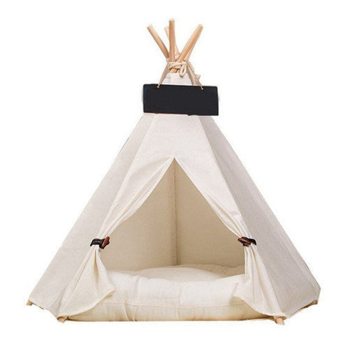White Pet Teepee with Pad, Tent, Tipi, Teepee, Dog Tipi, Cat Teepee, Cat Tipi, Tepee Wigwam, Boho Living, Cat Bed, Dog Bed, Cat House