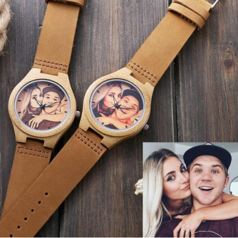 Personalized Photo Designer Watch for Men Women - Custom Picture - Wooden Watch - Christmas Gift - Gift for Dad Mom Boyfriend Girlfriend
