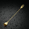 Stainless Steel Two In One Cocktail Spoon Fork - Drink Mixer - Bartenders Tool - Modern minimalist Barware - Twisted Mixing Flat Head Spoon