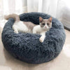 Plush Pet Cat Dog Bed Fluffy Round Soft Warm Winter Calming Bed Cozy Warm Plush Sleeping Kennel Donut Nest Puppy Kitten Bed Christmas