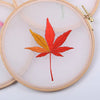 Maple Leaf Floral Embroidery Kit - Modern Flower Butterfly Plant Hand Embroidery Full Kit - DIY Floral Needlepoint Hoop Wall Art Kit